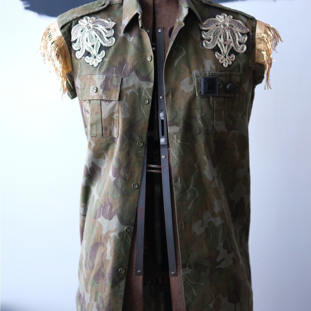 Kikisix Camouflage Vest with Silver and Gold Accents